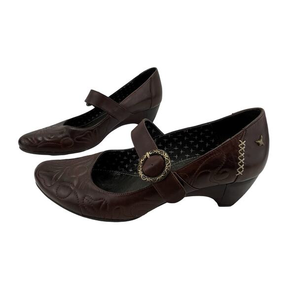 Pikolinos Mary Jane Leather Shoes Braided Buckle BirdStitched HeelEU 39 US 8.5–9 - Picture 1 of 13